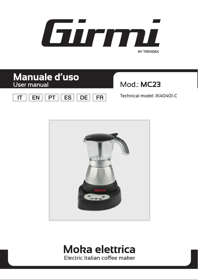 Page 1 de la notice Manuel utilisateur Girmi MC23