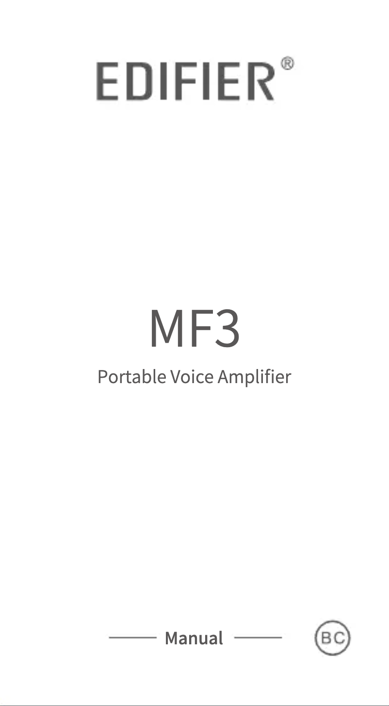 Page 1 de la notice Manuel utilisateur Edifier MF3