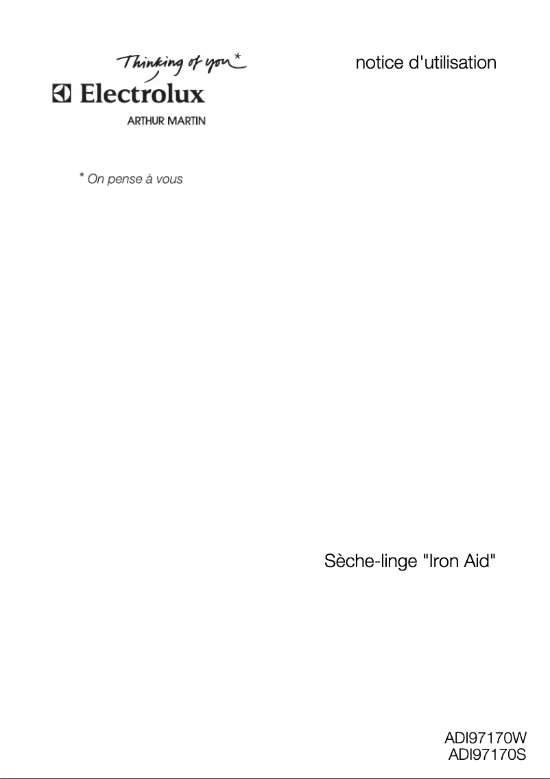 Page n°1 - Manuel utilisateur Arthur Martin-Electrolux ADI 97170 W