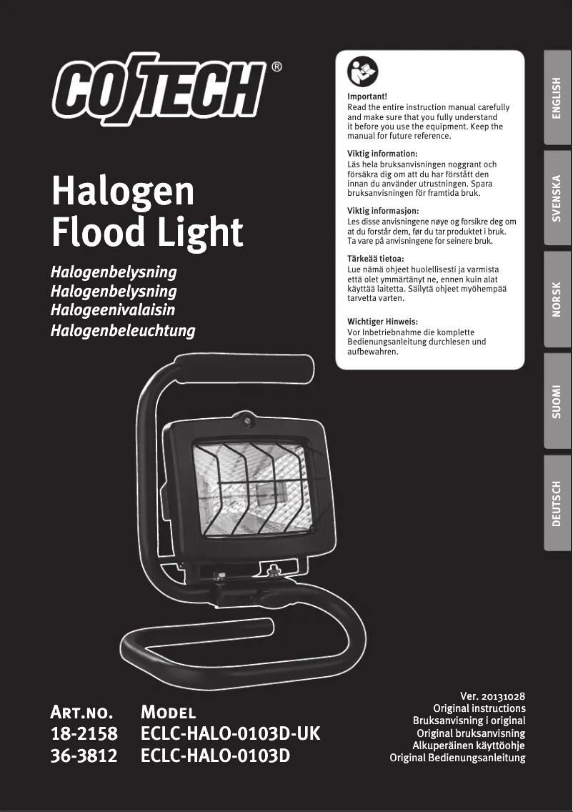 Image de la première page du manuel de l'appareil ECLC-HALO-0103D