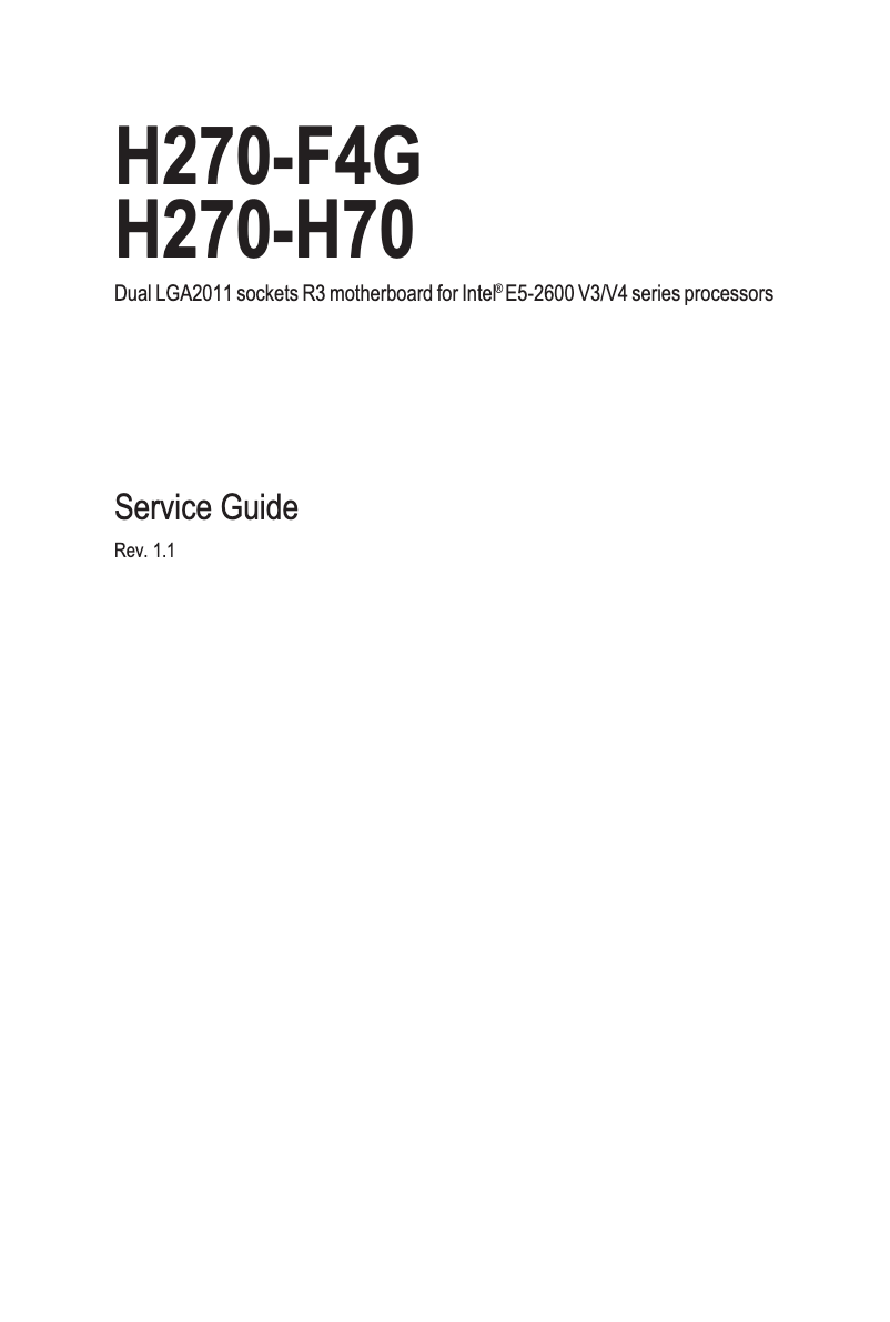 Page 1 de la notice Manuel utilisateur Gigabyte H270-F4G