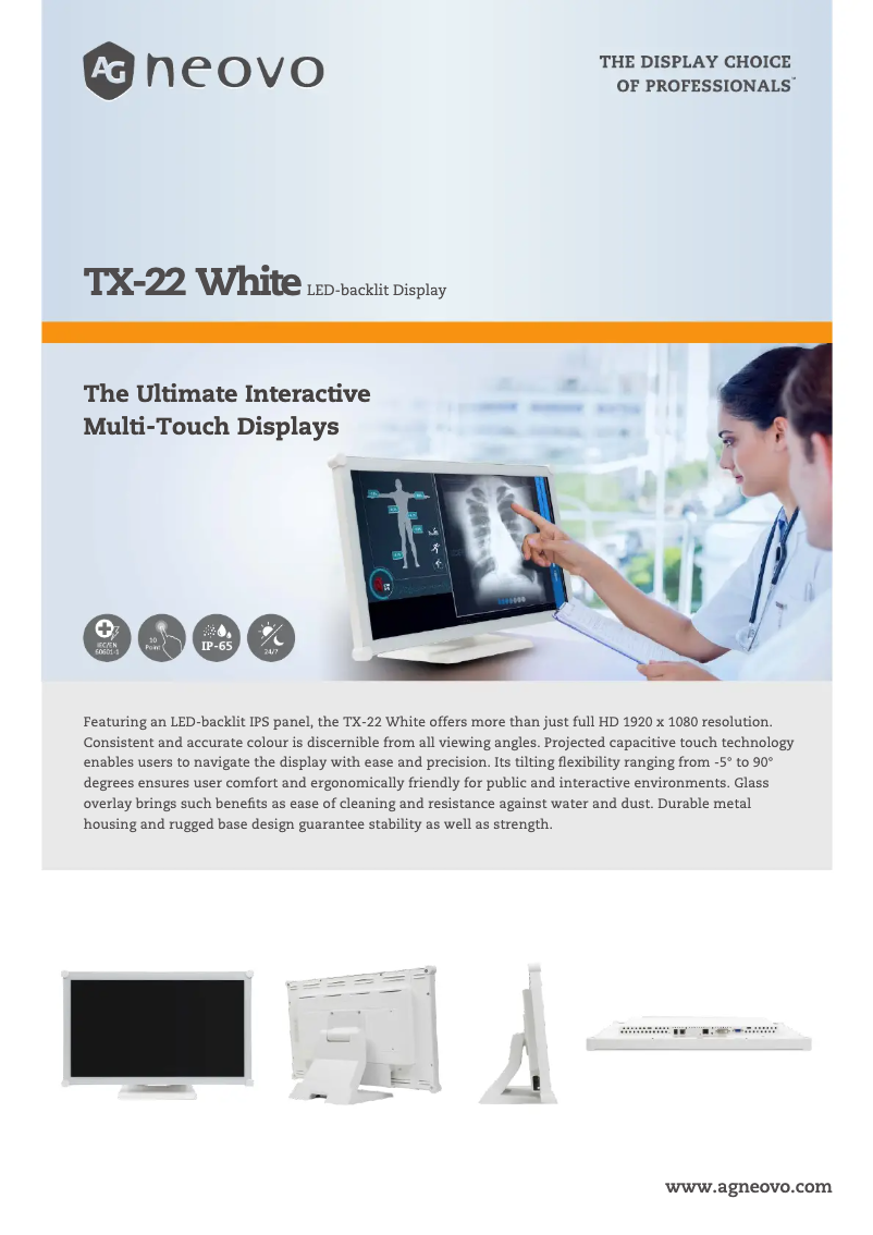 Page 1 de la notice Fiche technique AG Neovo TX-22