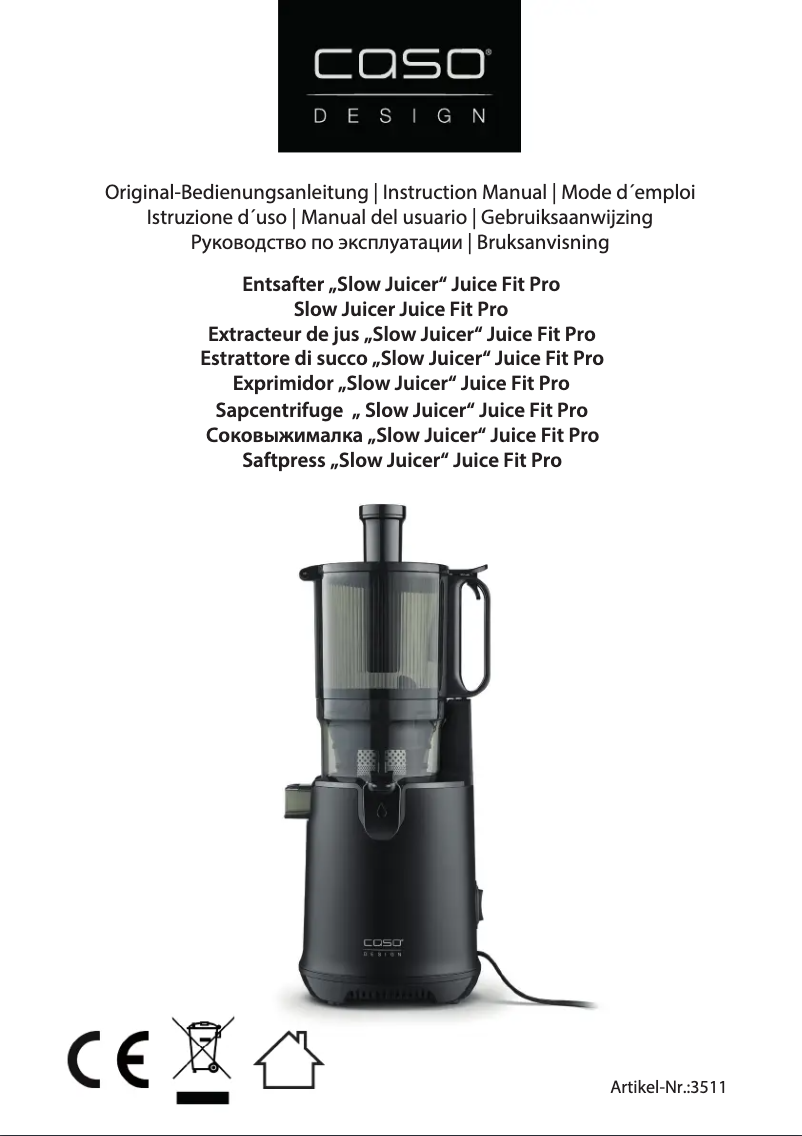 Page 1 de la notice Manuel utilisateur Caso Juice Fit Pro