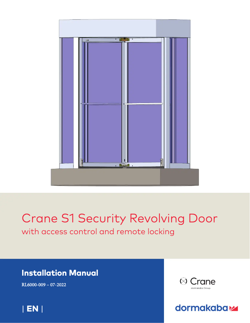 Page 1 de la notice Manuel utilisateur Dormakaba Crane S1