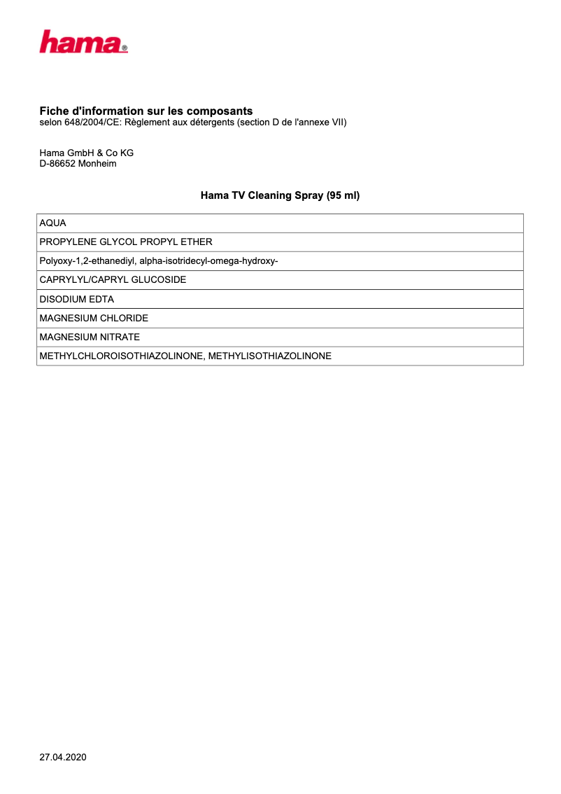 Page n°1 - Manuel utilisateur Hama 00095881