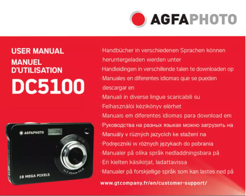 Page 1 de la notice Manuel utilisateur AgfaPhoto DC5100