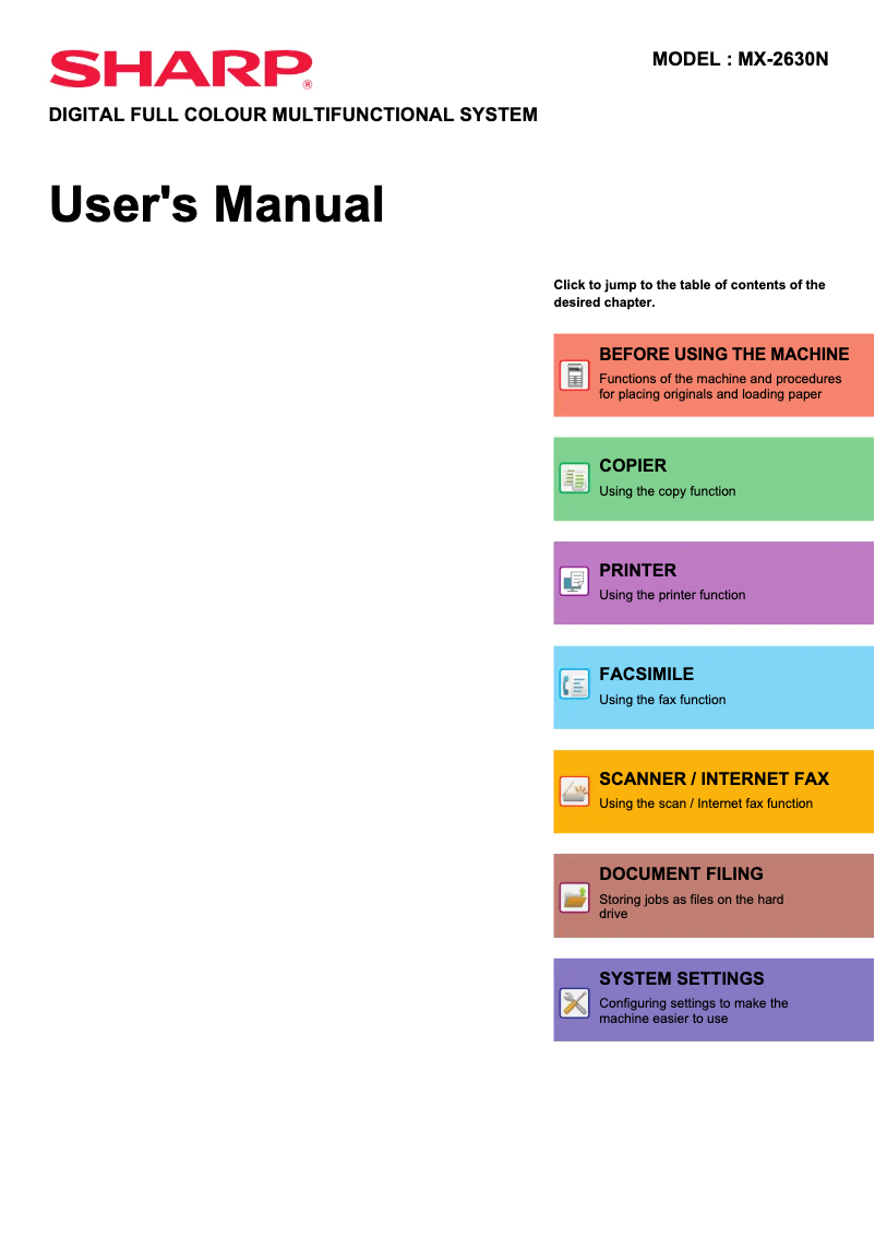 Page 1 de la notice Manuel utilisateur Sharp MX-3050N