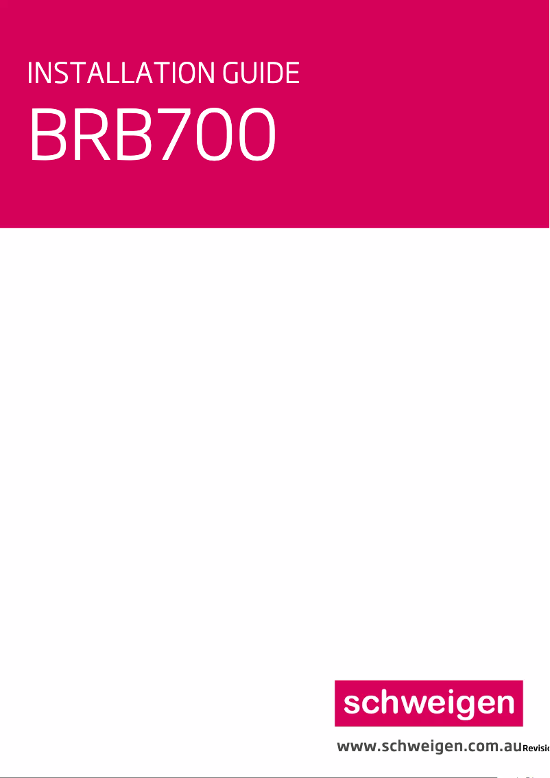 Page n°1 - Manuel utilisateur Schweigen BRB700