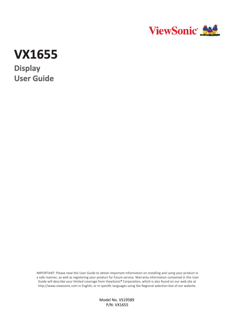 Page 1 de la notice Manuel utilisateur Viewsonic VX1655