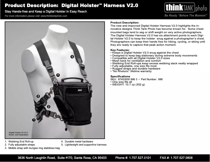 Page 1 de la notice Manuel utilisateur Think Tank Digital Holster Harness V2.0