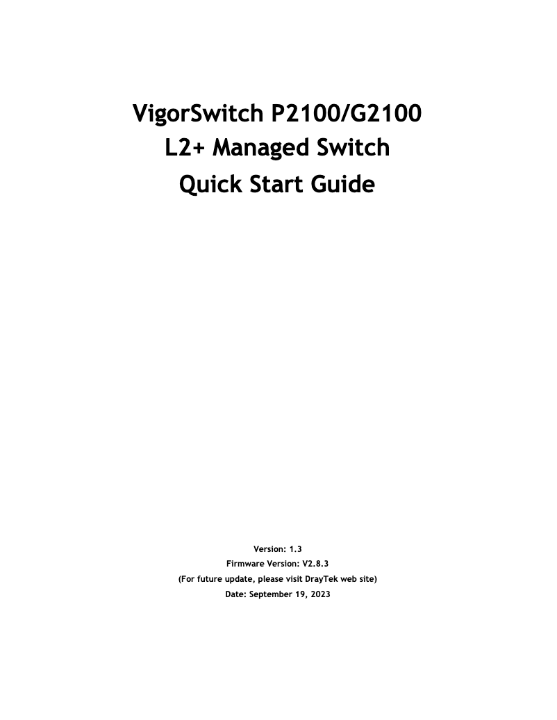 Page n°1 - Guide de démarrage rapide Draytek VigorSwitch G2100