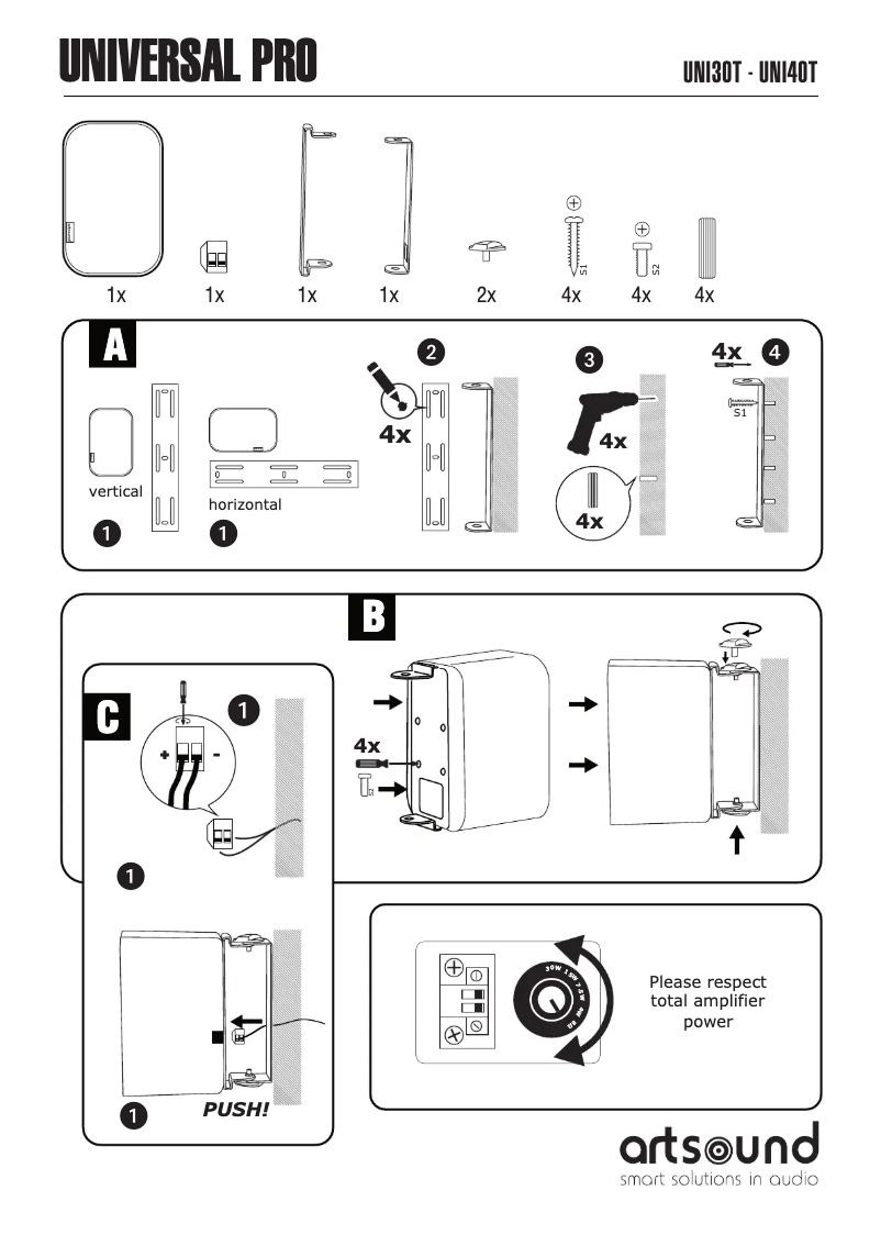 Page 1 de la notice Manuel utilisateur Artsound UNI40T