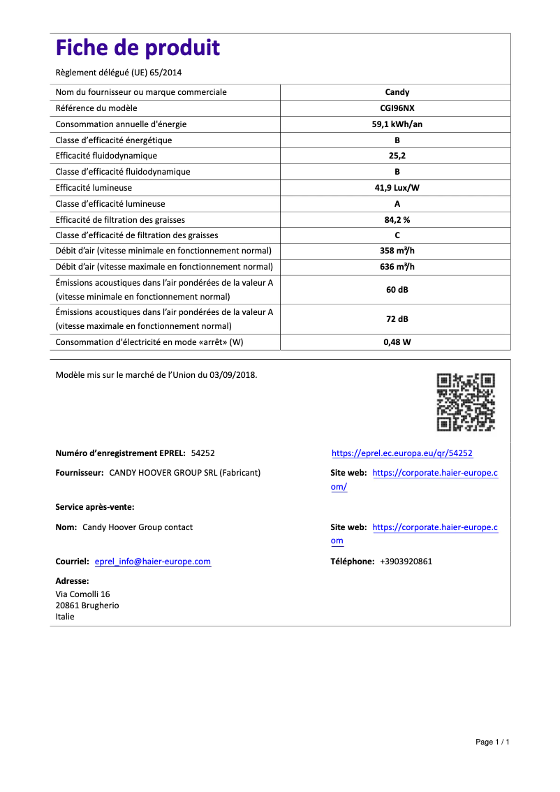Image de la première page du manuel de l'appareil CGI96NX