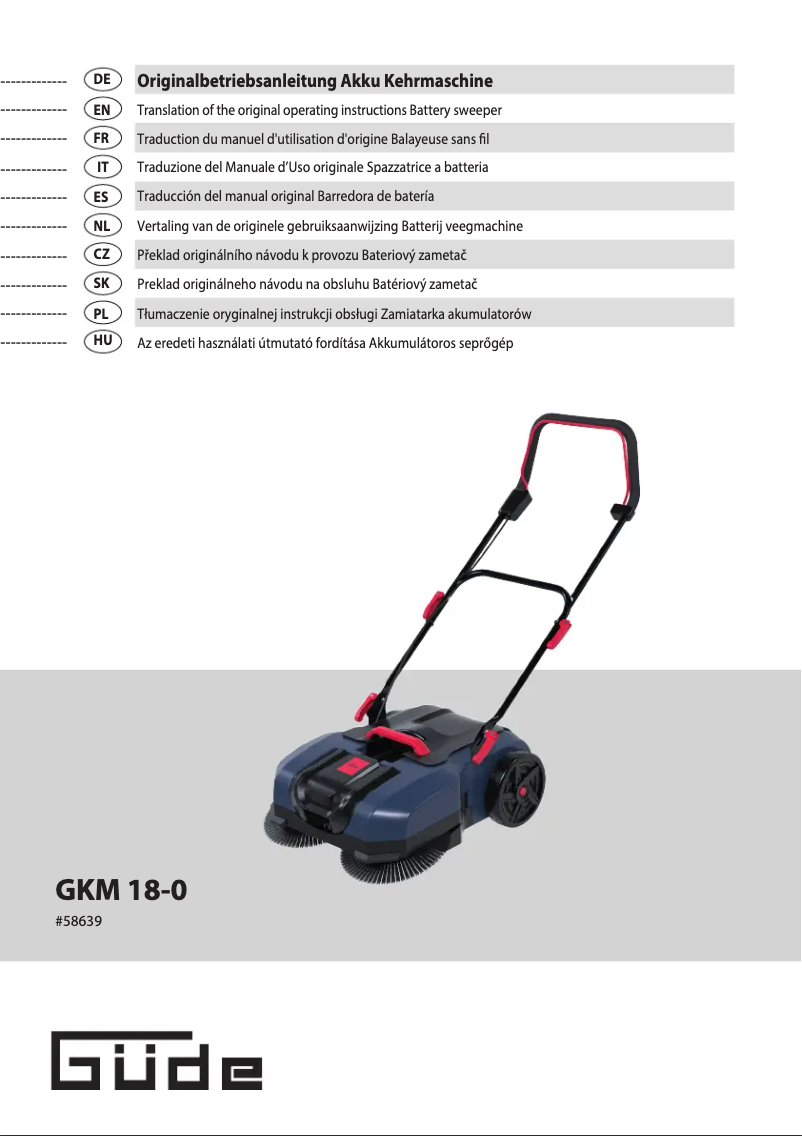 Page 1 de la notice Manuel utilisateur Güde GKM 18-0