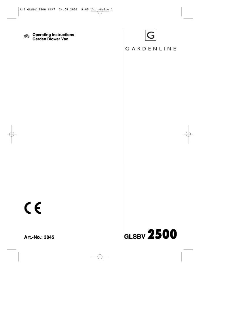 Image de la première page du manuel de l'appareil GLSBV 2500