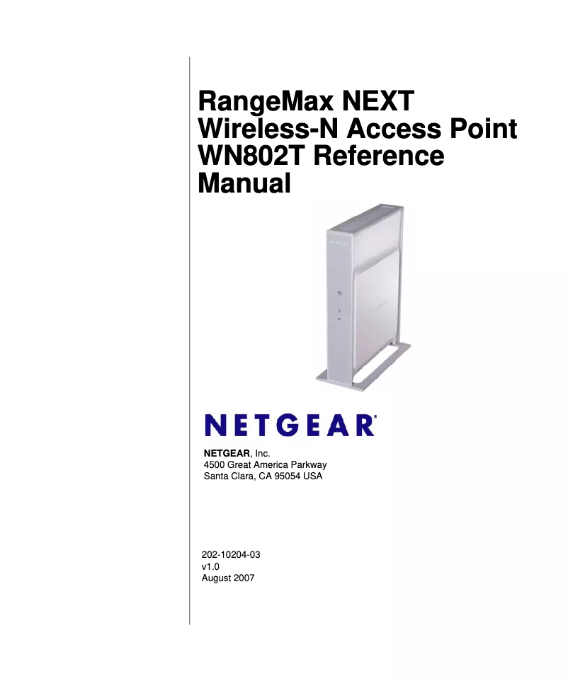 Page 1 de la notice Manuel utilisateur Netgear WN802Tv2