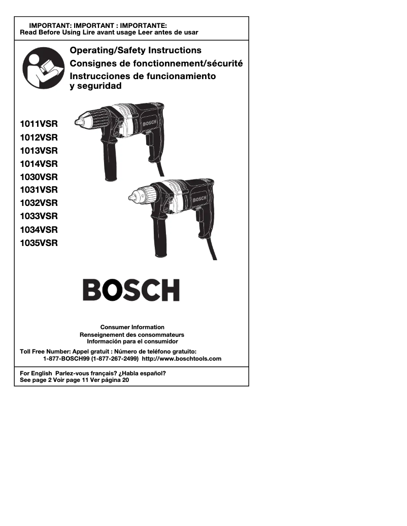 Page n°1 - Manuel utilisateur Bosch 1032VSR