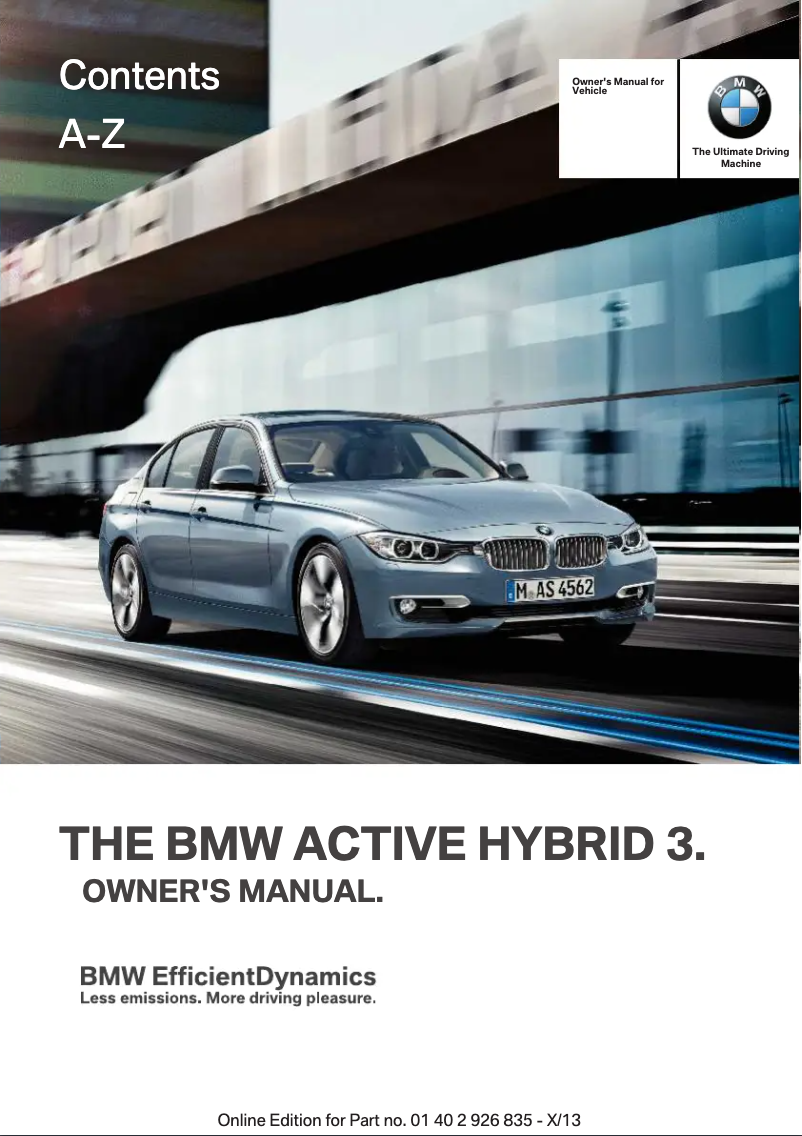 Page 1 de la notice Manuel utilisateur BMW ActiveHybrid 3 (2013)