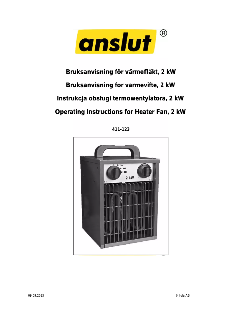 Page n°1 - Manuel utilisateur Anslut 411-123