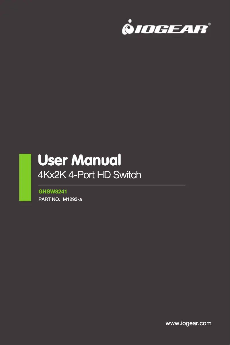 Page n°1 - Manuel utilisateur iogear GHSW8241