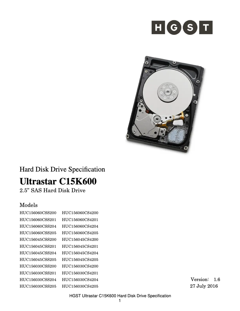Página 1 del manual Manual de usuario HGST Ultrastar C15K600