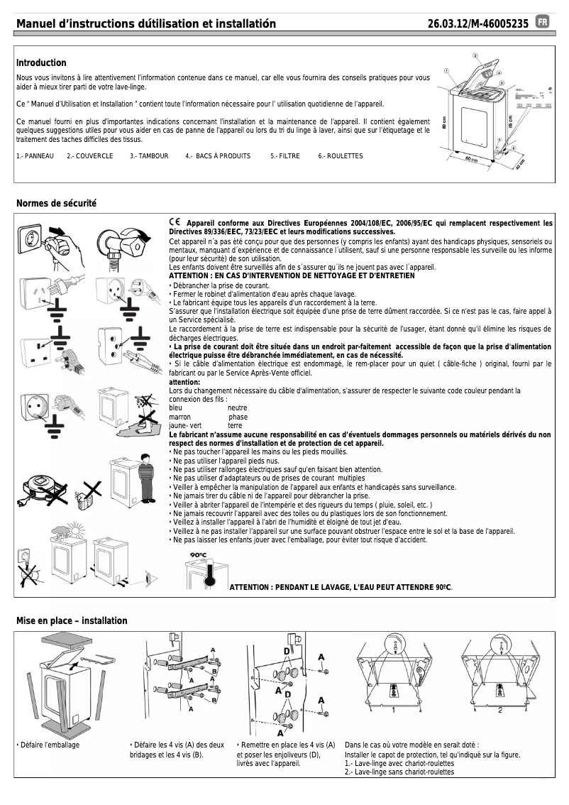 Page 1 de la notice Manuel utilisateur Candy CTF 1055/L-47