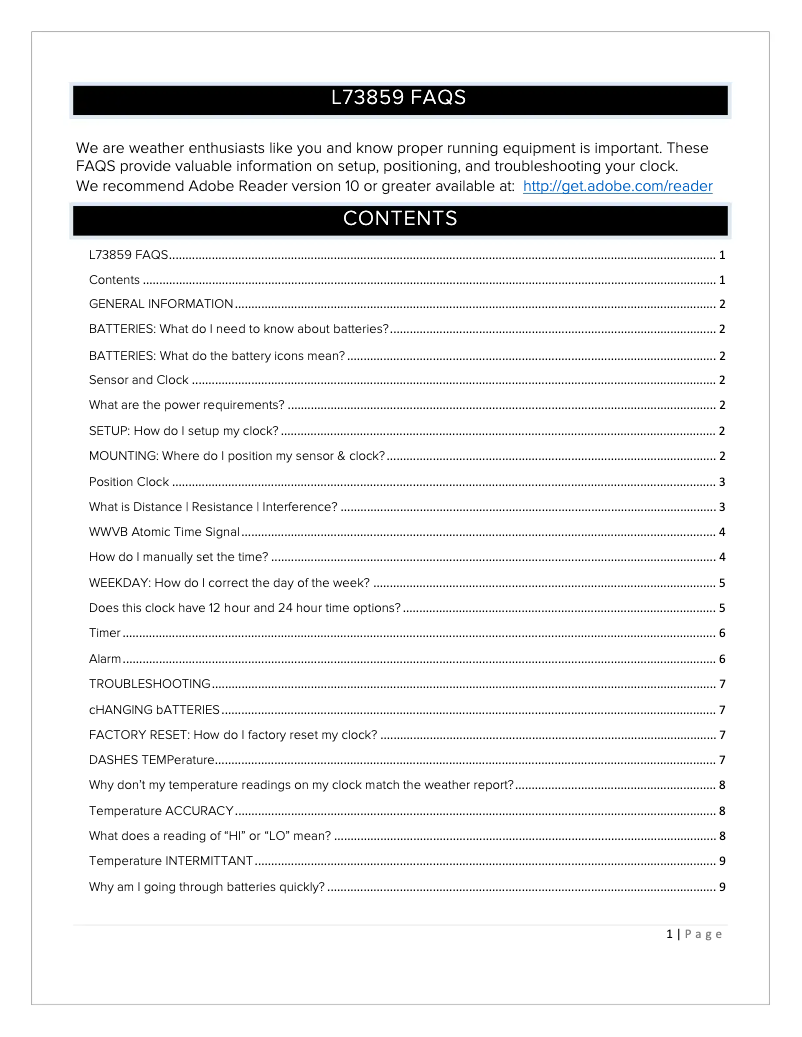Page n°1 - FAQ La Crosse Technology L73859