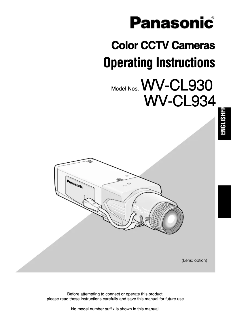 Page n°1 - Manuel utilisateur Panasonic WV-CL930