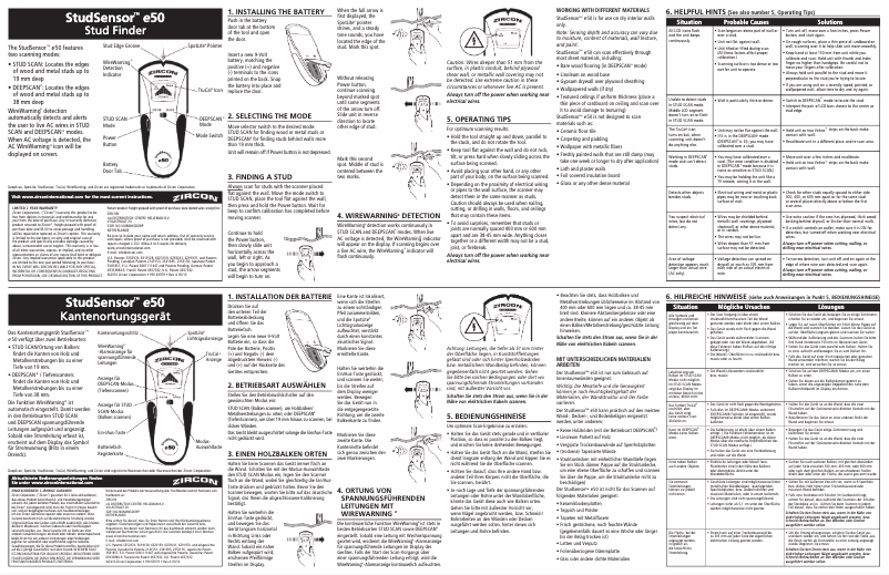 Image de la première page du manuel de l'appareil StudSensor e50