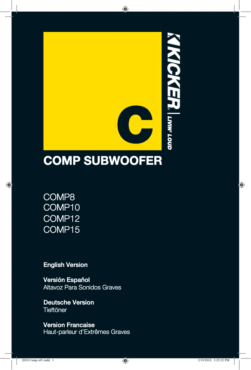 Page 1 de la notice Manuel utilisateur Kicker Comp C10D4