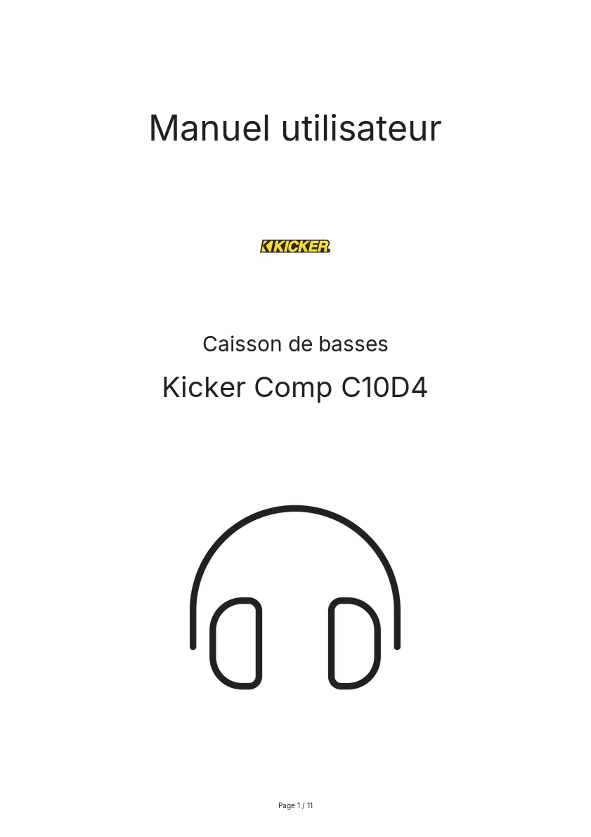 Page n°1 - Manuel utilisateur Kicker Comp C10D4