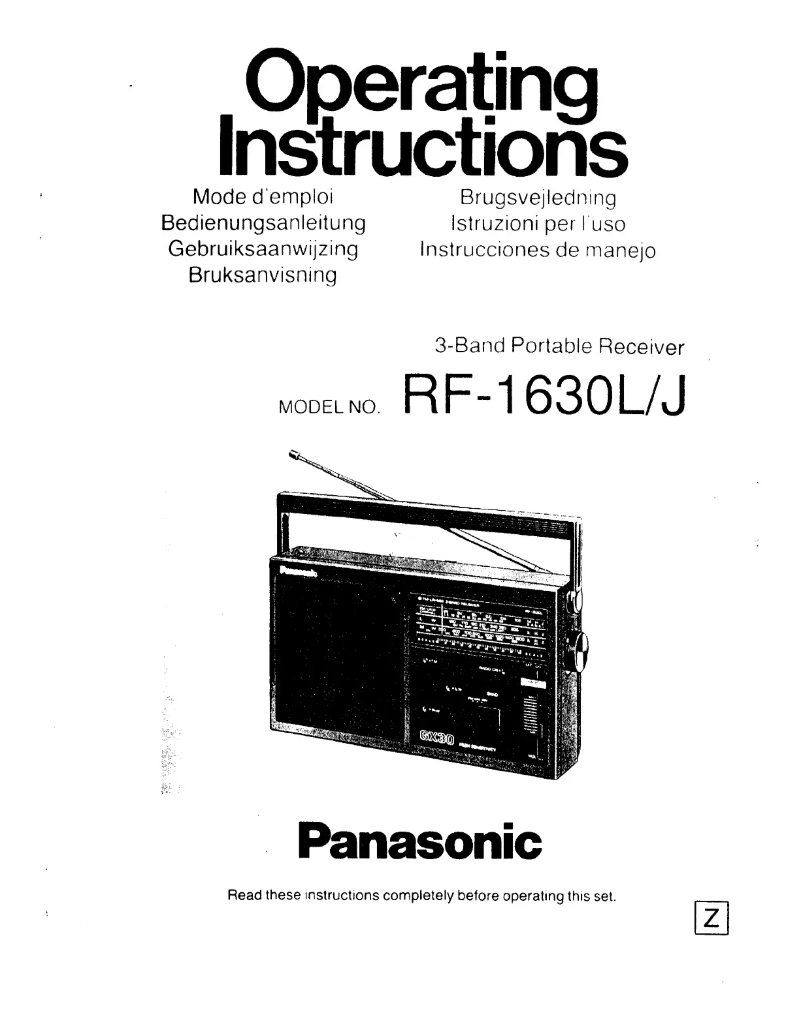 Page 1 de la notice Manuel utilisateur Panasonic RF-1630