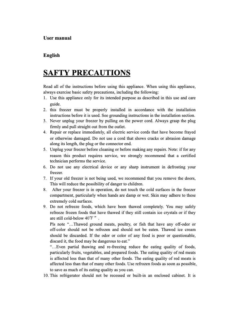 Page n°1 - Manuel utilisateur Igloo FRF472