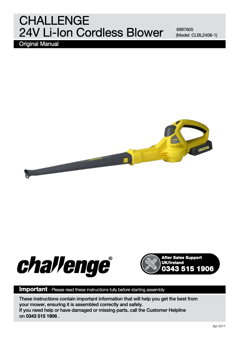 Page n°1 - Manuel utilisateur Challenge CLBL2406-1