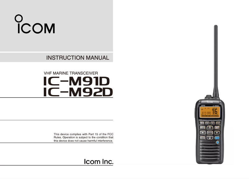 Page n°1 - Manuel utilisateur ICOM IC-M91D