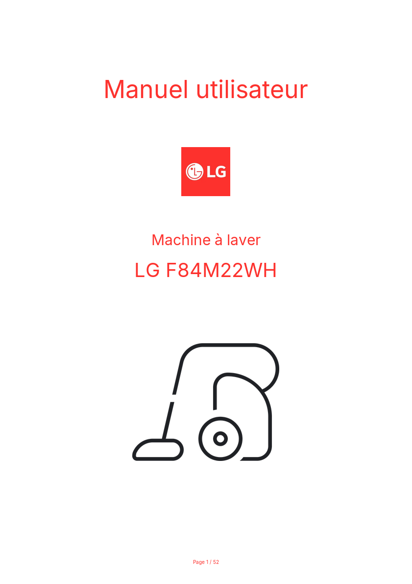 Page n°1 - Manuel utilisateur LG F84M22WH