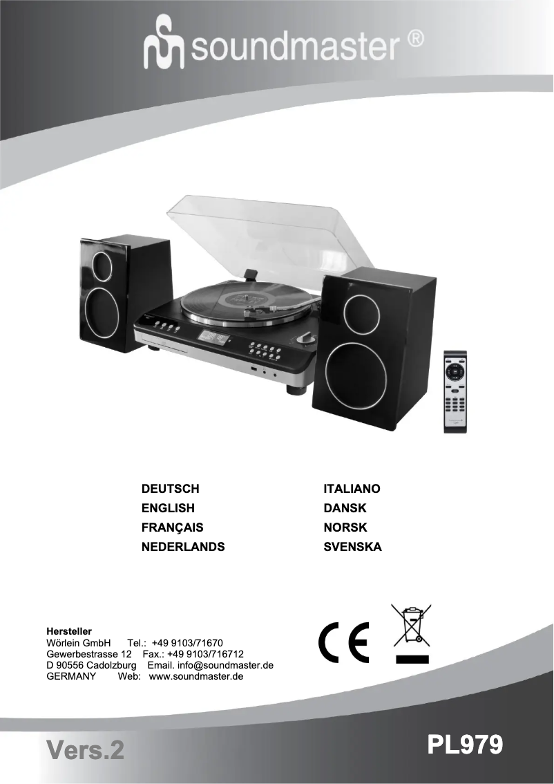 Page 1 de la notice Manuel utilisateur Soundmaster PL979