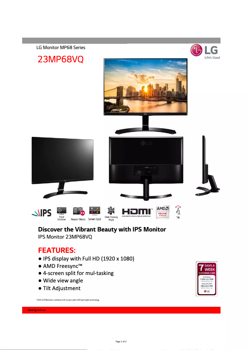 Imagen de la primera página del manual del dispositivo 23MP68VQ-P