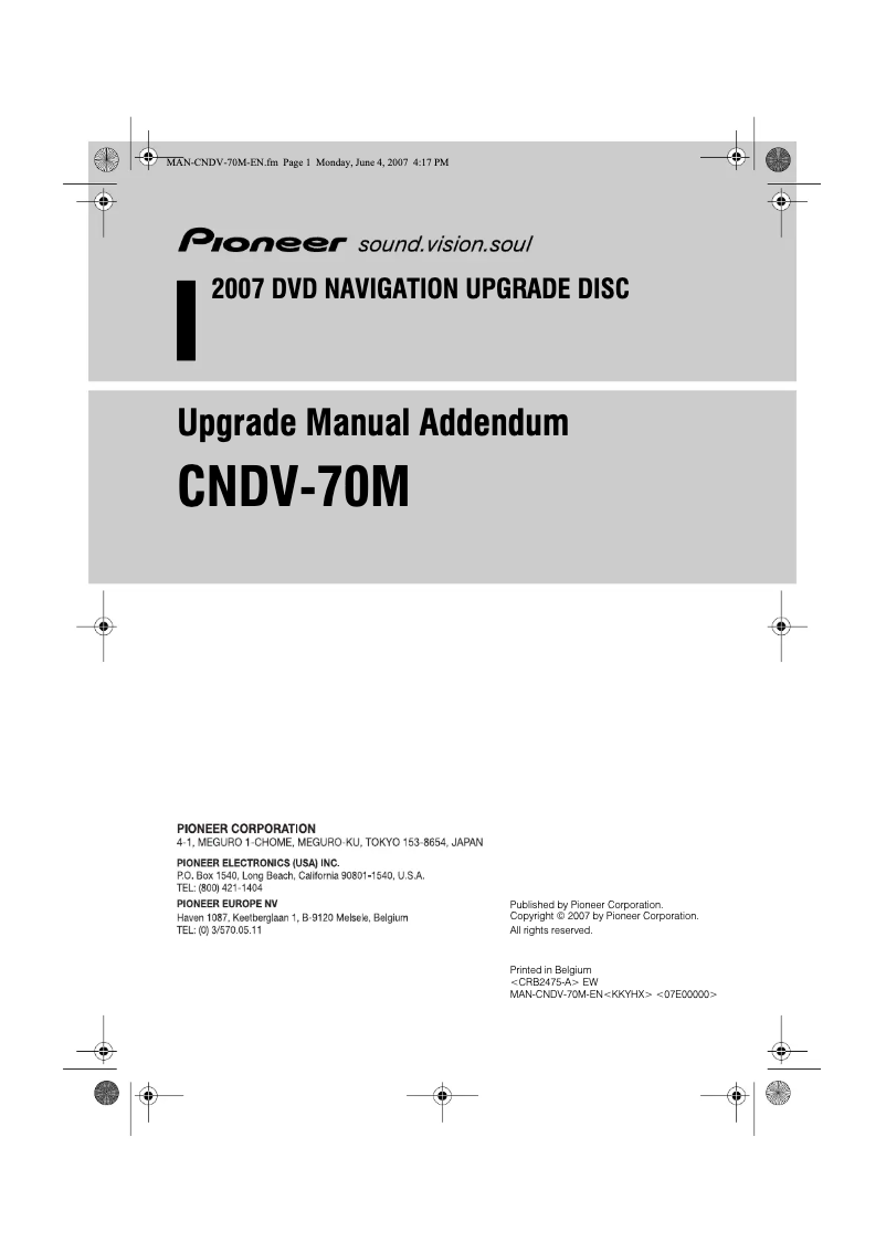 Image de la première page du manuel de l'appareil CNDV-70M