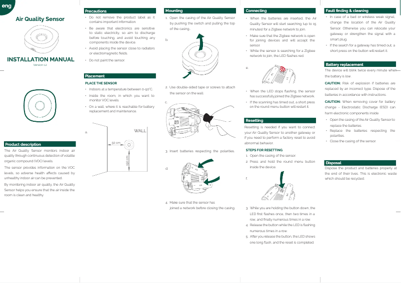 Page 1 de la notice Manuel utilisateur Frient Air Quality Sensor