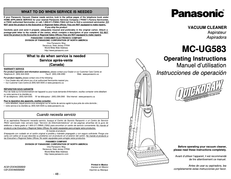 Image de la première page du manuel de l'appareil MC-UG583