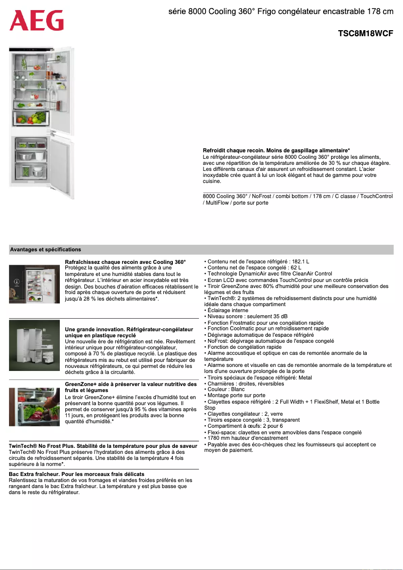 Página 1 del manual Ficha técnica AEG TSC8M18WCF