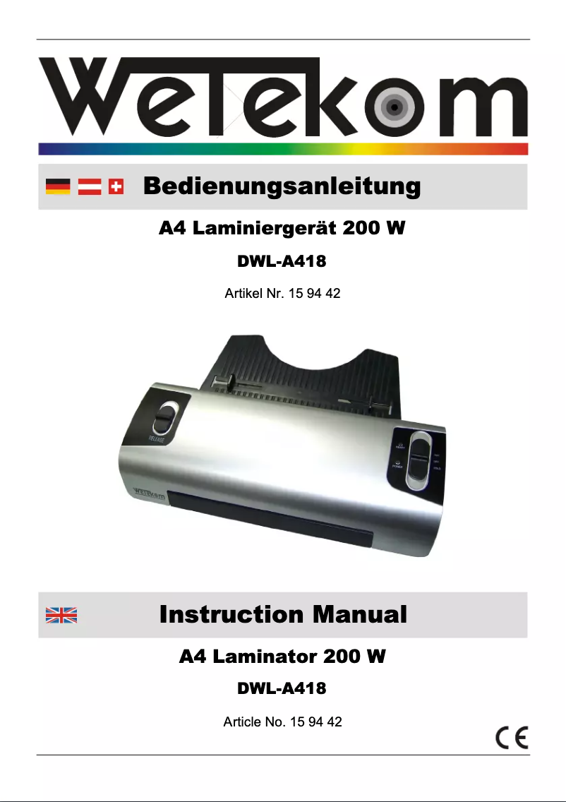 Page n°1 - Manuel utilisateur Wetekom DWL-A418
