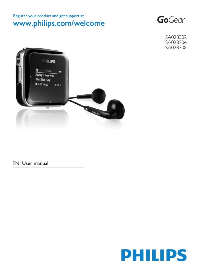 Imagen de la primera página del manual del dispositivo GoGear SA028302K