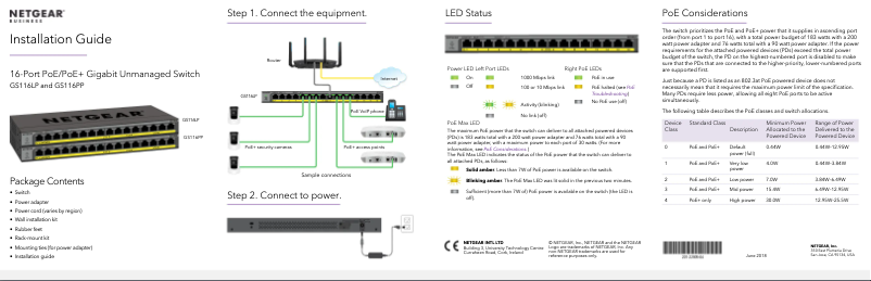 Page n°1 - Guide d'installation Netgear GS116PP