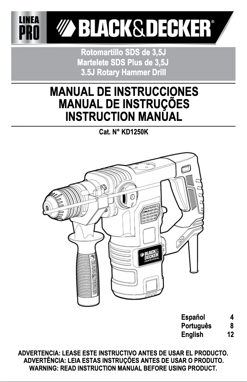 Page 1 de la notice Manuel utilisateur Black & Decker KD1250