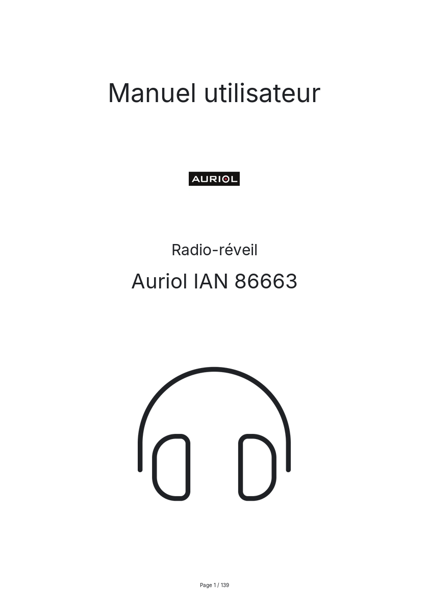 Page 1 de la notice Manuel utilisateur Auriol IAN 86663