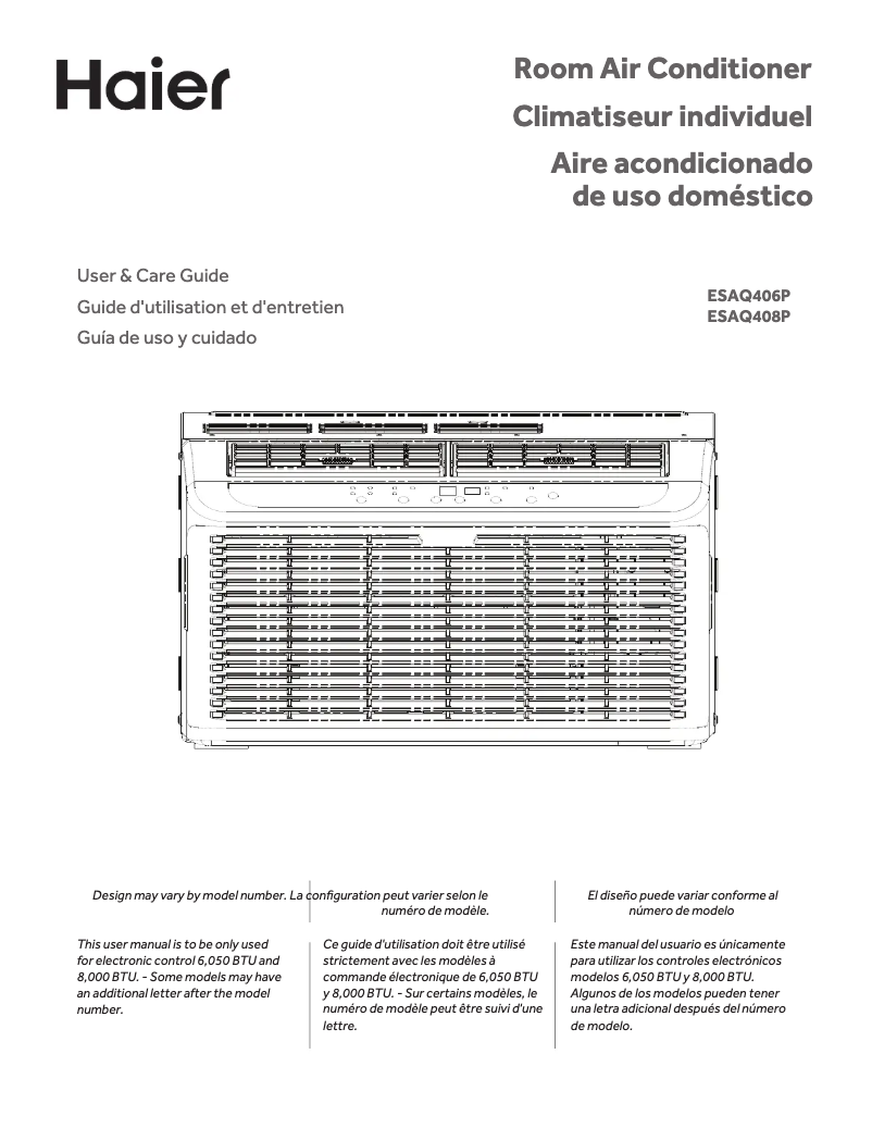 Page n°1 - Manuel utilisateur Haier Serenity ESAQ406T
