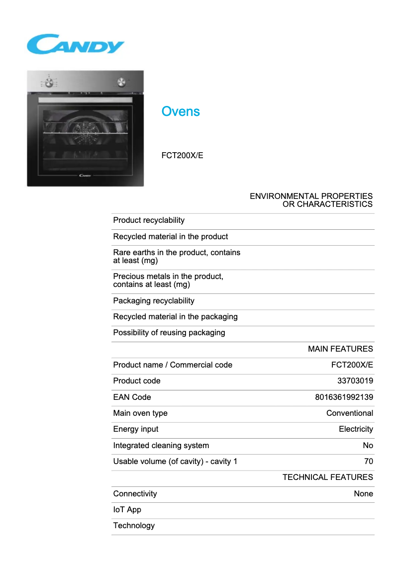 Image de la première page du manuel de l'appareil FCT200X/E