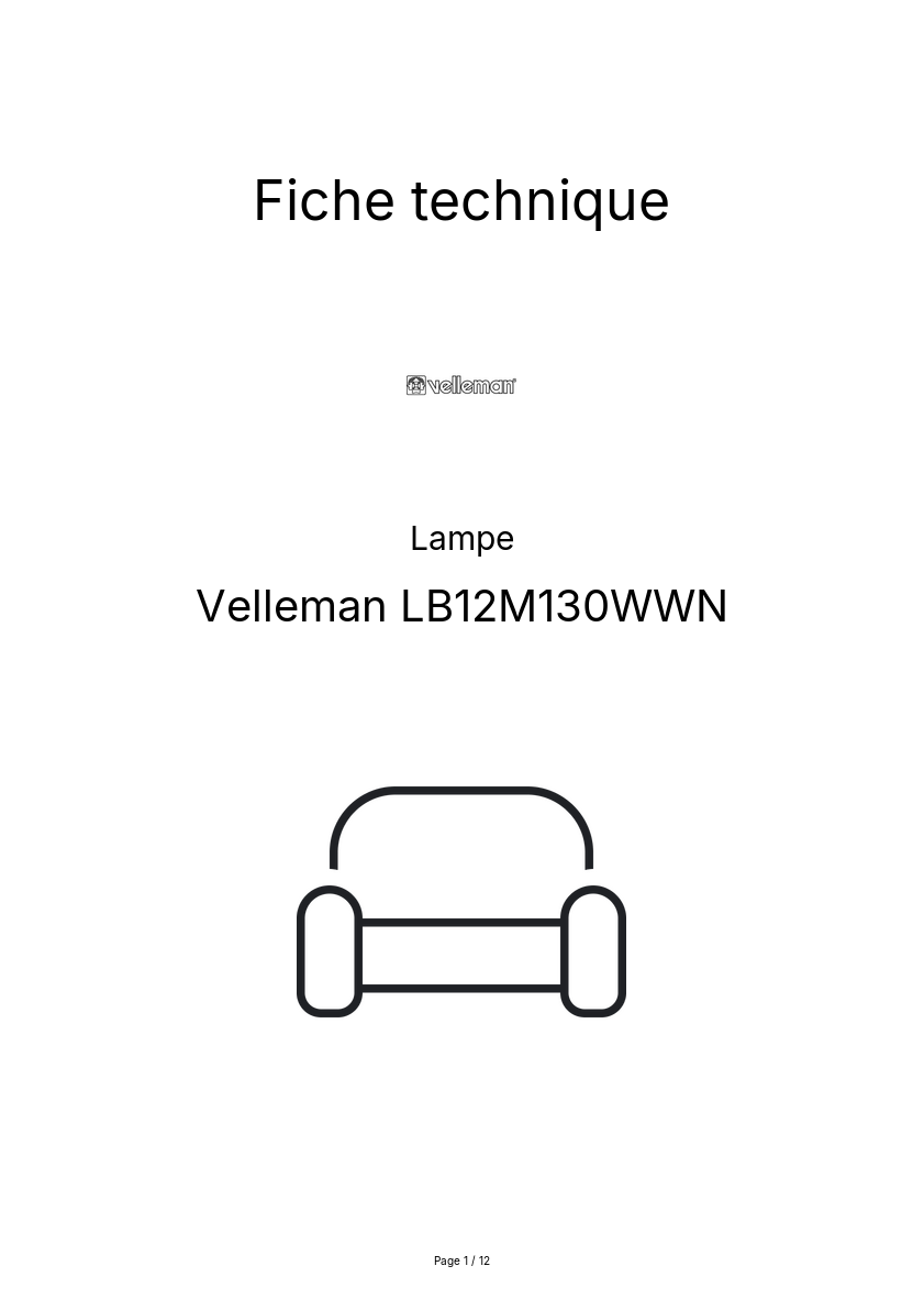 Page n°1 - Fiche technique Velleman LB12M130WWN